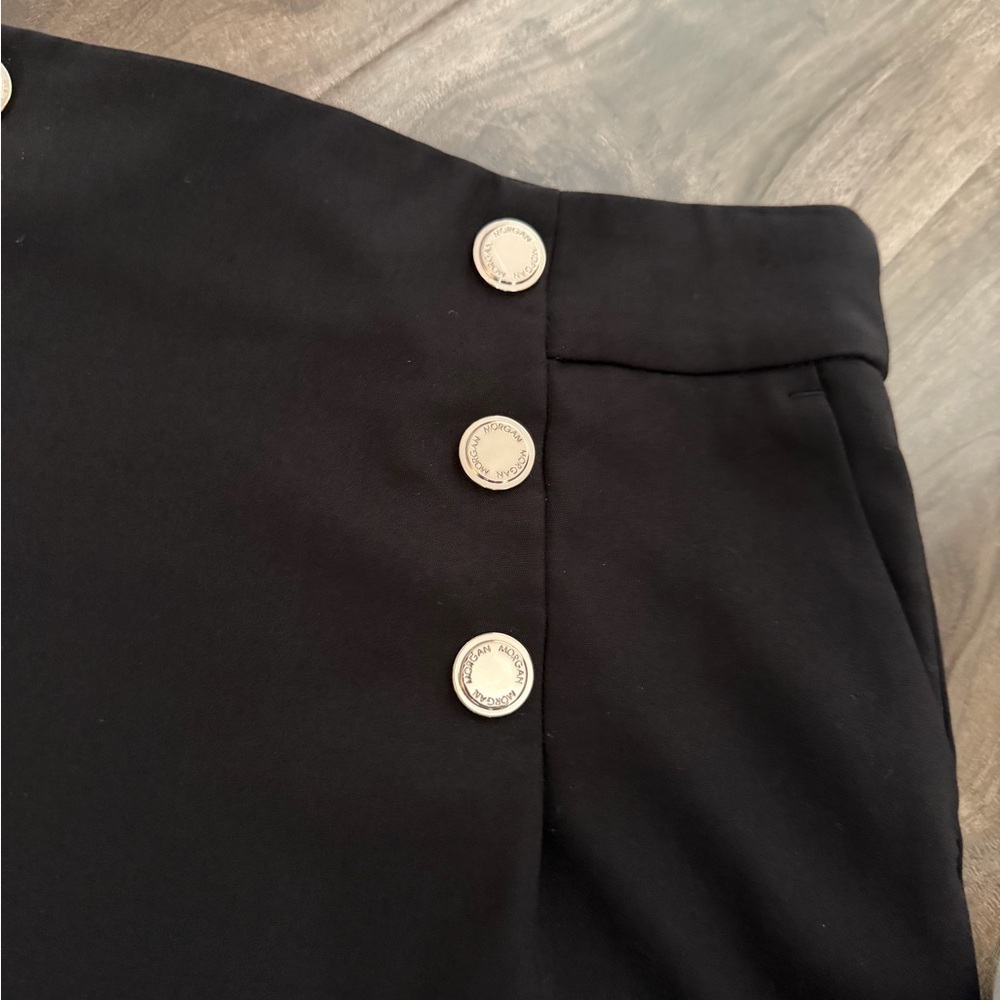 Morgan de Toi Black Mini Skirt with Button Accents - Picture 3 of 7